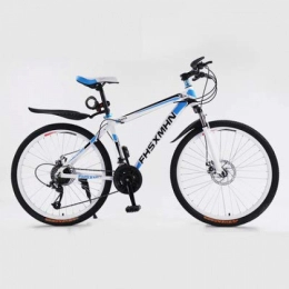 Hxx Bike Mountain Bike, 24"Foldable Double Disc Brake High Carbon Steel Material Bicycle 21 Speed Unisex Variable Speed Shock Absorber Bicycle, Whiteblue