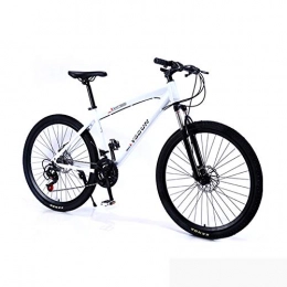 Hxx Bike Mountain Bike, 24" High Carbon Steel Frame Adult Cross Country Bicycle 21 Speed Dual Disc Brakes And Lockable Front Fork Super Clear Shifting Bicycle, White