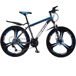 Mountain Bike 24 Inches, Double Disc Brake Frame Bicycle Hardtail with Adjustable Seat, Country Men's Mountain Bikes 21/24/27/30 Speed,Gray blue,24 speed