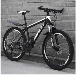 Suge Bike Mountain Bike 24 Inches, Double Disc Brake Frame Bicycle with Adjustable Seat, Men's Mountain Bikes 21 / 24 / 27 / 30 Speed (Color : Black, Size : 21 speed)