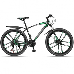 WPW Mountain Bike Mountain Bike 24 Speed 26 Inches 3 Spoke Wheels Dual Suspension Bicycle, 10 Cutter Wheels (Color : 21-speed green, Size : 26inches)