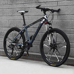 WYZQ Mountain Bike Mountain Bike, 26-Inch 10-Spoke Wheel Bicycle, High Carbon Steel Hard Tail Frame Racing, Double Disc Brake, Men Women Adult Only, black gray, 30 speed