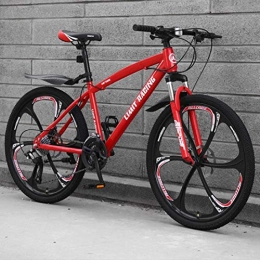 FFKL Mountain Bike Mountain Bike, 26 Inch 6-Spoke Wheel, Dual Disc Brakes Bicycle, High Carbon Steel Hard Tail Frame, Adult Off-Road Variable Speed Racing, Red-21 speed