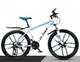 WJSW Mountain Bike Mountain Bike 26 Inch Shock Absorption High-Carbon Steel Variable Speed, City Road Bicycle (Color : White blue, Size : 21 speed)
