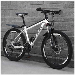 BHDYHM Bike Mountain Bike 26 Inches, Double Disc Brake Frame Bicycle Hardtail with Adjustable Seat, Men's Mountain Bikes 21 / 24 / 27 / 30 Speed, White- 30 speed