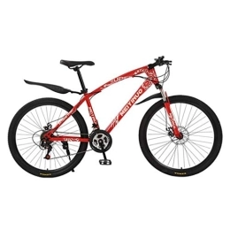 Dsrgwe Mountain Bike Mountain Bike, 26inch Wheel Carbon Steel Frame Mountain Bicycles, Double Disc Brake and Front Fork (Color : Red, Size : 24-speed)