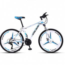 BNMKL Mountain Bike Mountain Bike 27 / 30 Speed 3 Cutter Wheels 26 Inch Wheels Suspension Fork with Locking MTB, Aluminum Alloy Hardtail Mountain Bicycle, White Blue, 26 Inch 30 Speed