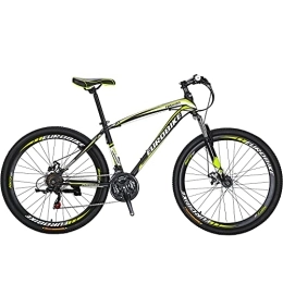 EUROBIKE Bike Mountain Bike 27.5" Wheels 21 Speed Dual Disc Brakes For men or women Front Suspension for adult (Yellow Aluminium rims)