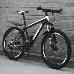 T-NJGZother Mountain Bike Mountain Bike, Adult 24 / 26 Inch, Disc Brake Shock Change Speed Mountain Bike, Bicycle Road-Top With - Black White_24 Speed (Default 26 Inch)，Gears Bicycle