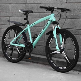 FFKL Mountain Bike Mountain Bike Adult, 26 Inch 3-Spoke Wheel, Shock Dual Disc Brakes Student Bicycle, High Carbon Steel Hard Tail Frame, Double Disc Brake, Green-21 speed