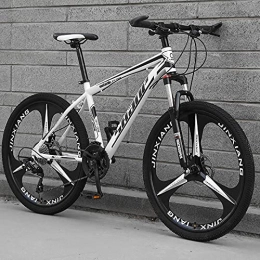 T-NJGZother Mountain Bike Mountain Bike, Adult Off-Road, Shifting Bike, Double Damping, Male And Female Student Bicycle-[Top Version] Three Knives - White Black_21 Speed (Default 26 Inch)，Road Bike