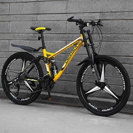 Fslt Mountain Bike Mountain Bike Carbon Steel Frame 24 26 inch Wheel 27 Speed Soft tail Downhill Bicycle Suspension Sports MTB-3_Cutter_yellow_26_inch