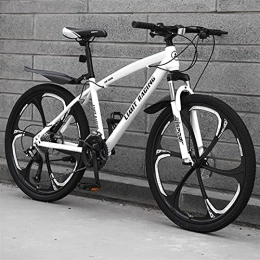 QSCFT Mountain Bike Mountain Bike for Adults, 26 Inch Road Bike, Outdoors Cycling Racing Bicycle, High Carbon Steel Full Suspension City Commuter with Disc Brakes for Men and Women(Size:24-Speed, Color:White)
