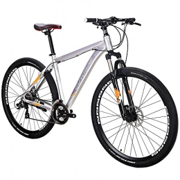 EUROBIKE Mountain Bike Mountain Bike Mens 29 inch Wheel 19 inch XL Frame for Men and Women (silver)