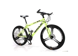 Generic Mountain Bike Mountain Bike, Mountain Bike Unisex Mountain Bike 21 / 24 / 27 / 30 Speed ​​High-Carbon Steel Frame 26 Inches 3-Spoke Wheels Bicycle Double Disc Brake for Student, Green, 27 Spee