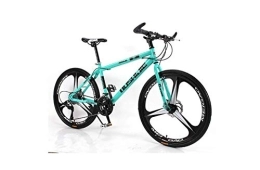 Generic Bike Mountain Bike Unisex Mountain Bike 21 / 24 / 27 / 30 Speed ​​High-Carbon Steel Frame 26 Inches 3-Spoke Wheels Bicycle Double Disc Brake for Student, Blue, 16 Inches