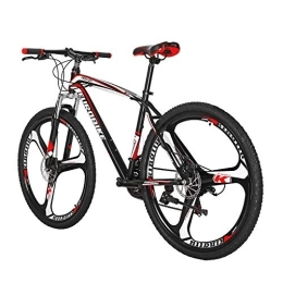 EUROBIKE Mountain Bike Mountain Bike YH-X1 27.5 Inch Mag Wheels 21 Speed Dual Disc Brake for Mens Front Suspension Bicycle (3-SPOKE RED)