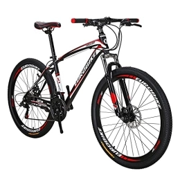 EUROBIKE Mountain Bike Mountain Bike YH-X1 27.5 Inch Wheels 21 Speed Dual Disc Brake for Mens Front Suspension Bicycle (RED)