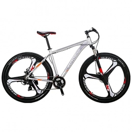 EUROBIKE Mountain Bike Mountain Bike YH-X9 21 Speed Shifter 29 Inch X-Large Wheels Bikes Aluminum Frame Dual Disc Brakes Mens Womens Bicycle 29er (3-SPOKE SILVER)