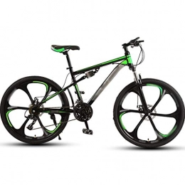 YHRJ Bike Mountain Bike Youth Cross-country Road Bicycle, Outdoor Travel Cycling, MTB High Carbon Steel Frame, 21 / 24 / 26 / 30 Spd, Double Shock Absorption (Color : Black green-27spd, Size : 24inch)