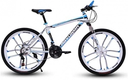 HCMNME Bike Mountain Bikes, 24 inch mountain bike bicycle men and women lightweight dual disc brakes variable speed bicycle ten cutter wheels Alloy frame with Disc Brakes ( Color : White blue , Size : 24 speed )