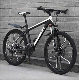 HCMNME Bike Mountain Bikes, 24-inch mountain bike, variable speed, off-road shock-absorbing bicycle, portable road racing ten-knife wheel Alloy frame with Disc Brakes ( Color : Black and white , Size : 30 speed )