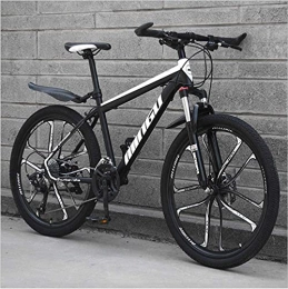 HUAQINEI Bike Mountain Bikes, 24-inch mountain bike, variable speed, off-road shock-absorbing bicycle, portable road racing ten-knife wheel Alloy frame with Disc Brakes ( Color : Black and white , Size : 30 speed )