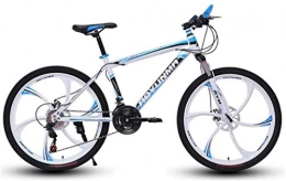 HCMNME Bike Mountain Bikes, 26 inch mountain bike bicycle men and women lightweight dual disc brakes variable speed bicycle six blade wheels Alloy frame with Disc Brakes ( Color : White blue , Size : 24 speed )