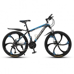 Jieer Mountain Bike Mountain Bikes for Adult, High-carbon Steel Hardtail Mountain Bike, Mountain Bicycle with Front Suspension Adjustable Seat, Disc Brake-6 spokes-black and blue_24 inch 24 speed