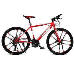 MTCTK Mountain Bike MTCTK Adult mountain bike, 26 inch road bicycle VTT bike, carbon steel integrated off-road variable speed disc brakes bike for men and women, Red, 21Speed