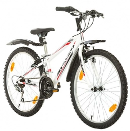Multibrand, PROBIKE TEMPO, 24 inch, 450mm, Mountain Bike, 18 speed, Unisex, Front+Rear Mudgard, WHITE GLOSS (White (Mudguard))