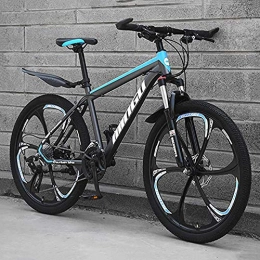 MW Bike MW Road Bicycle, 26 Inch Men's Mountain Bikes, High-Carbon Steel Hardtail Mountain Bike, Mountain Bicycle with Front Suspension Adjustable Seat, Cyan, 21 speed