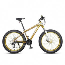 Mzq-yj Mountain Bike Mzq-yj 26 Inch Mountain Bikes, Unisex Adult Fat Tire Mountain Trail Bike, Dual Disc Brake Bicycle, Aluminum Alloy Frame, 27 Speed, Gold