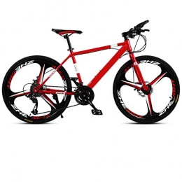 N-A 24 inch/26 inch adult mountain bike, 3 cutter wheel bicycle variable speed double disc brake, off-road 21/24/27/30 speed gear-3 knife wheel red_27 speed 26 inches