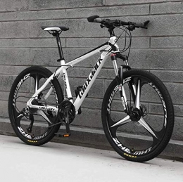 N/G Bike N / G 24 / 26 Inch Men's Mountain Bike, High Carbon Steel Hard Tail Mountain Bike, Mountain Bike With Front Suspension Adjustable Seats, 21 Speed, White Three Cutter Wheels (white, 24)