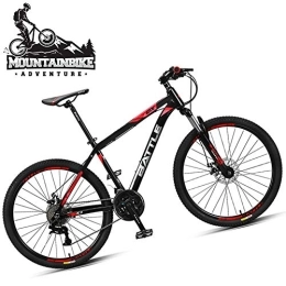 NENGGE Mountain Bike NENGGE 26 Inch Hardtail Mountain Trail Bike 27 Speed for Men Women, Anti-Slip Adults Mountain Bicycle with Front Suspension & Mechanical Disc Brakes, Aluminum Alloy Frame, Black Red