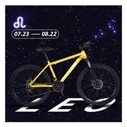 NENGGE Bike NENGGE 27 Speed 26 Inch Mountain Bike Magnesium Alloy and High Carbon Steel with Constellations Seat, Front Suspension Disc Brake Outdoor Bikes for Men Women, Leo