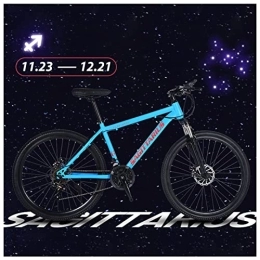 NENGGE Bike NENGGE 27 Speed 26 Inch Mountain Bike Magnesium Alloy and High Carbon Steel with Constellations Seat, Front Suspension Disc Brake Outdoor Bikes for Men Women, Sagittarius