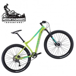 NENGGE Bike NENGGE Adult Off-Road Mountain Bikes with Front Suspension for Men / Women, 9 Speed Hydraulic Dual Disc Brake Boys / Girls Hardtail Mountain Trail Bicycle, Adjustable Seat, Green L, 29 Inch