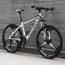NOLOGO Bike Nologo White 26 Inch Cross-country Mountain Bike, High-carbon Steel Hardtail Mountain Bike, Mountain Bicycle With Front Suspension Adjustable Seat (Color : 24 speed)