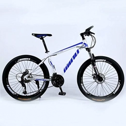 Novokart Mountain Bike NOVOKART Country Mountain Bike 26 Inch, Adult MTB, Hardtail Bicycle with Adjustable Seat, Thickened Carbon Steel Frame, White Blue, Spoke Wheel, 27-stage shift