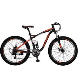 EUROBIKE Bike OBK E7 27.5 Inch Mens Mountain Bike Steel Frame 21 Speed Full Suspension Bicycle for Adult men or women (Orange)