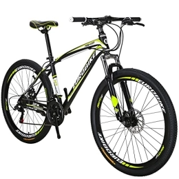 EUROBIKE Mountain Bike OBK-X1 Mountain Bike, 21 Speed with Suspension Fork, 27.5 inch Mountain Bike for Youth / Men Womens Bike Disc Brakes Bicycle for Adults (Aluminium Rim Yellow)