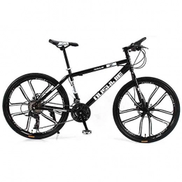 FLYFO Bike One-Wheel Mountain Bike, 26-Inch Male And Female Shock-Absorbing Variable-Speed Student Bikes, 21 / 24 / 27 / 30-Speed Couple Mountain Bicycle, MTB, Black, 24 speed