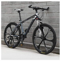 Mnjin Mountain Bike Outdoor sports 27-Speed Mountain Bike Front Suspension Mountain Bike with Dual Disc Brakes Aluminum Frame 26", Gray