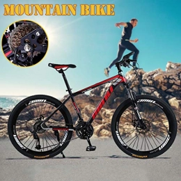 Pageantry Mountain Bike Pageantry Mountain Bike 26 Inch Men's Mountain Bikes High-carbon Steel Hardtail Mountain Bicycle with Front Suspension Adjustable Seat Spoke Small Portable Bicycle Adult (Red)