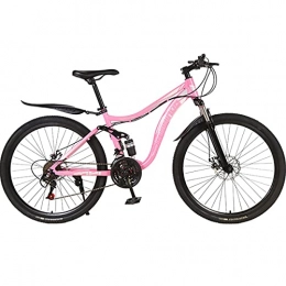 PBTRM Mountain Bike PBTRM Soft Tail Mountain Bike MTB 26 Inch 27 Speed for Men And Women, Double Shock-Absorbing Frame, Disc Brake, Pink
