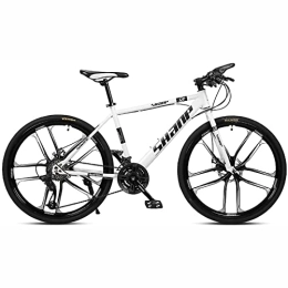 PhuNkz Mountain Bike PhuNkz 26 Inches Mountain Bike for Men and Women 21 / 24 / 27 / 30 Speed Suspension Fork Anti-Slip Bicycle with Dual Disc Brake and High Carbon Steel Frame / White / 21 Speed