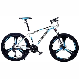 PhuNkz Mountain Bike PhuNkz Mountain Bikes for Adults High-Carbon Steel Frame Bikes, 21-30 Speed 26 Inches Wheels Gearshift, Front and Rear Disc Brakes Bicycle / Blue / 24 Speed