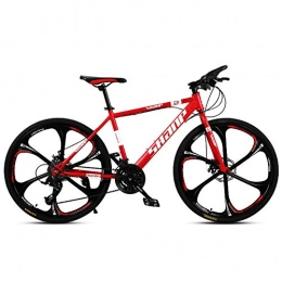 POOL Mountain Bike Pool Mountain Bike Bicycle 26 Inch Double Disc Brake One Wheel Off-Road Speed Shift Male And Female Student Bicycle (Six knives red), 24 speed